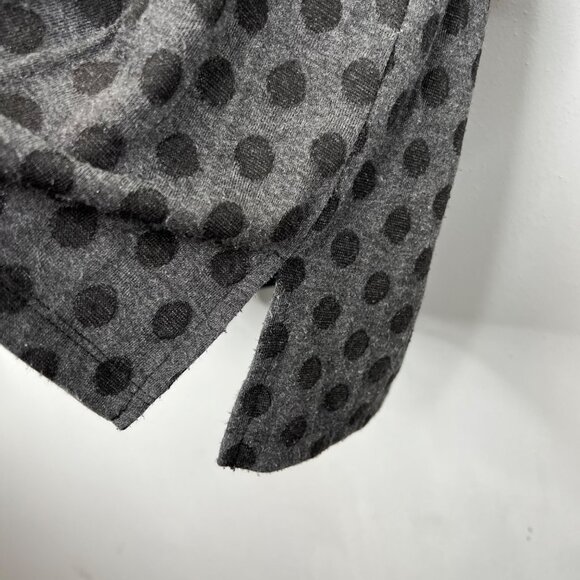 Soft Surroundings Polka Dot Tunic Top L Black Gray Hooded Notched Hem - Picture 3 of 6